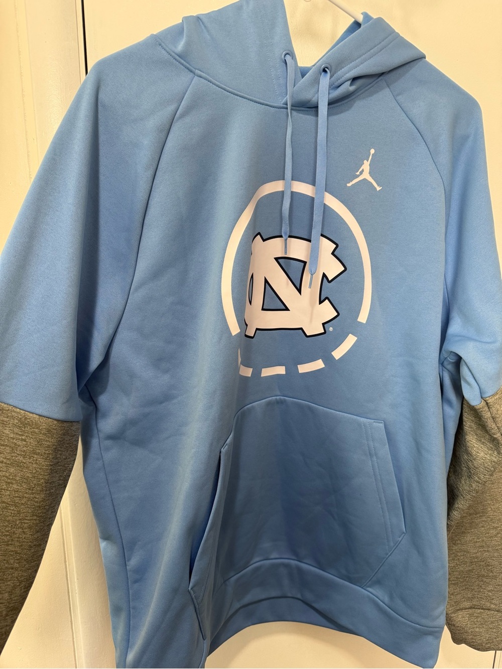 Jordan Men’s Powder Blue UNC Crewneck Hoodie with Gray Sleeves